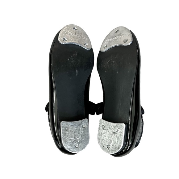 Black Tap Dance Shoes Patent Leather Velcro Closure Size 12 Toddler - Picture 4 of 7
